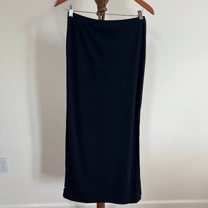 Buniel Women's Size M Navy Blue Pull-On Side Slit Maxi Skirt